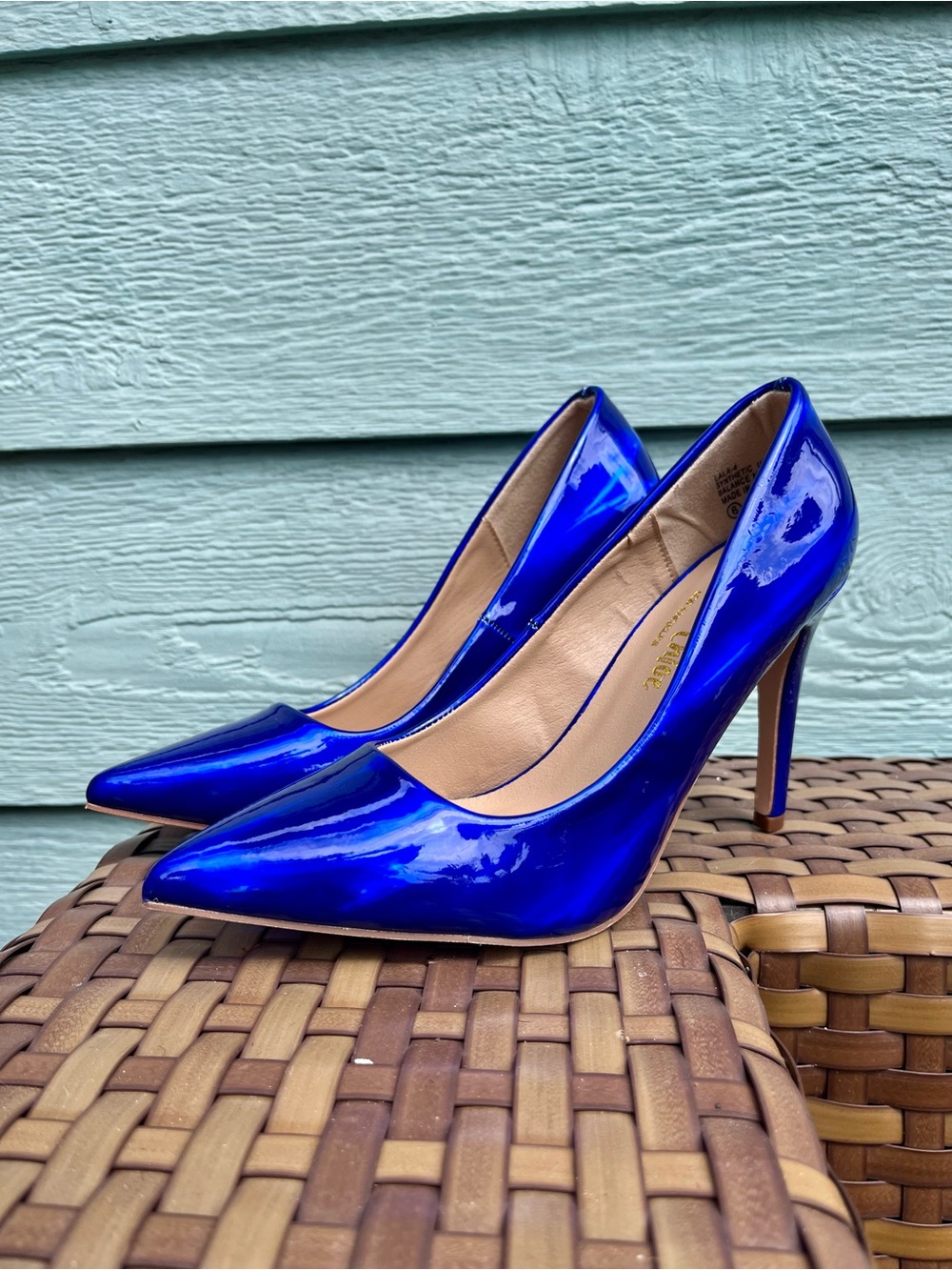 Chase + Chloe Electric Blue Patent Pointed-Toe Stiletto Pumps